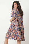 Mid-length dress in eco-responsible printed fibranne