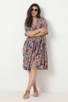 Mid-length dress in eco-responsible printed fibranne