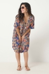 Mid-length dress in eco-responsible printed fibranne