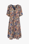 Mid-length dress in eco-responsible printed fibranne