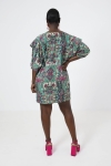 Printed tunic with ruffled upper sleeves