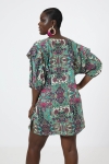 Printed tunic with ruffled upper sleeves