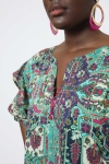 Printed tunic with ruffled upper sleeves