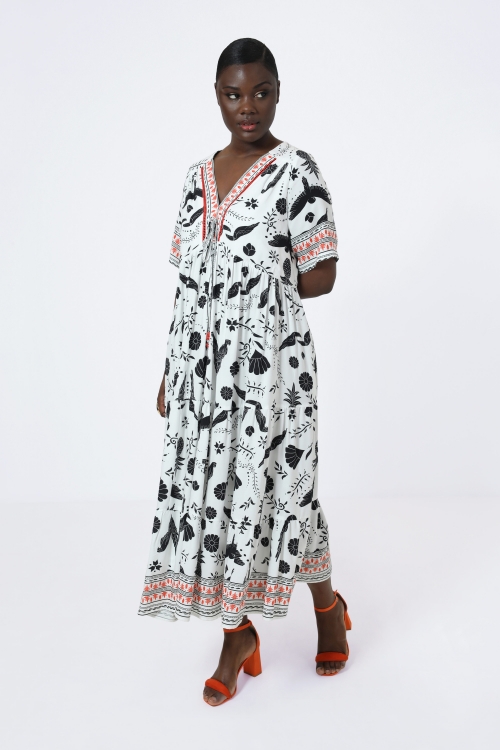 Long dress in print with a base