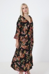 Bohemian long dress in printed viscose