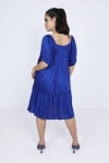 Plain midi dress with satin-effect ruffles