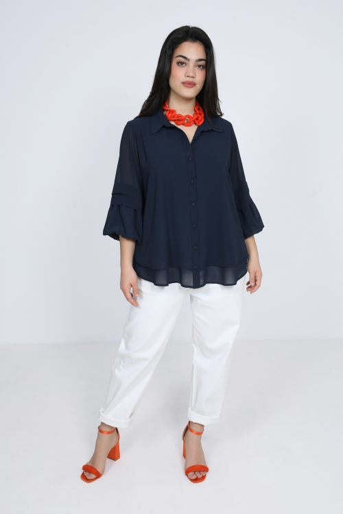 Double blouse in plain veil (shipping 25/28 February)