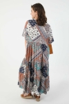 Long dress in printed fibranne