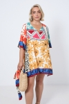 Trapeze tunic in print with a base