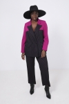 Two-tone striped/magenta knit suit jacket