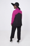 Veste tailleur en maille bicolor rayure/magenta