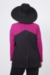 Veste tailleur en maille bicolor rayure/magenta