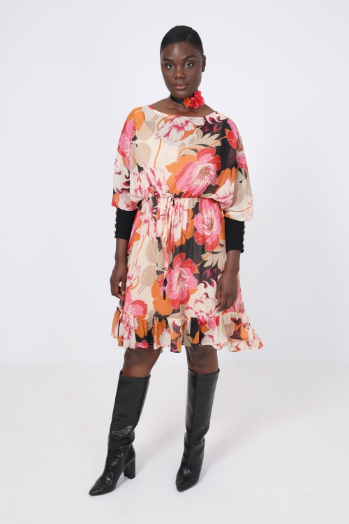 Printed voile midi dress