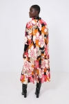 Long printed dress with plain 2/2 side
