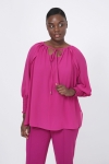 Lined blouse with a plain voile top