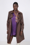 Faux leather trench coat