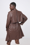 Faux leather trench coat