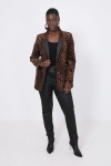 Panther print and faux leather suit jacket