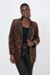 Panther print and faux leather suit jacket