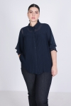 Shirt with plissé in plain voile