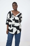 Black and white printed cotton tunic