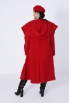 Long hooded coat with shawl collar