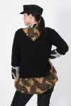 Plain knit sweater with printed overlay effect