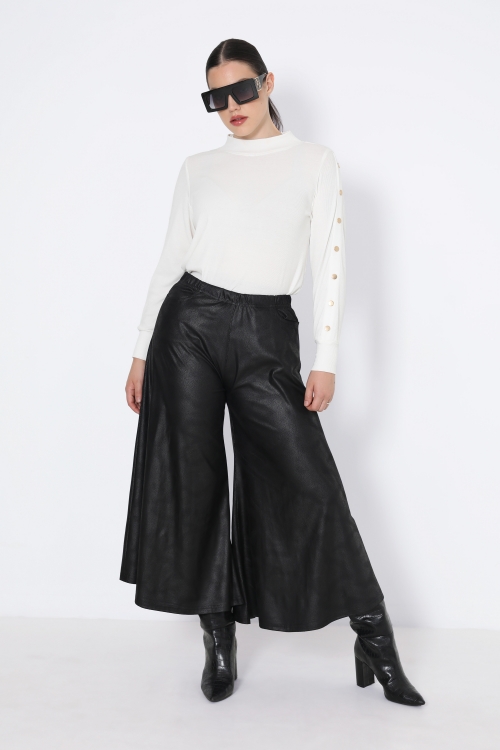 Faux leather culotte skirt