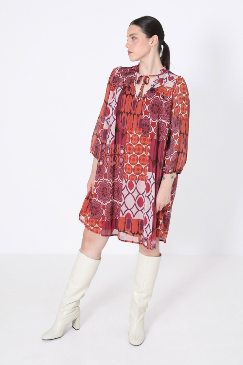 Midi dress in printed voile.