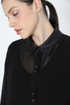 Plain voile and faux leather shirt lined with a top