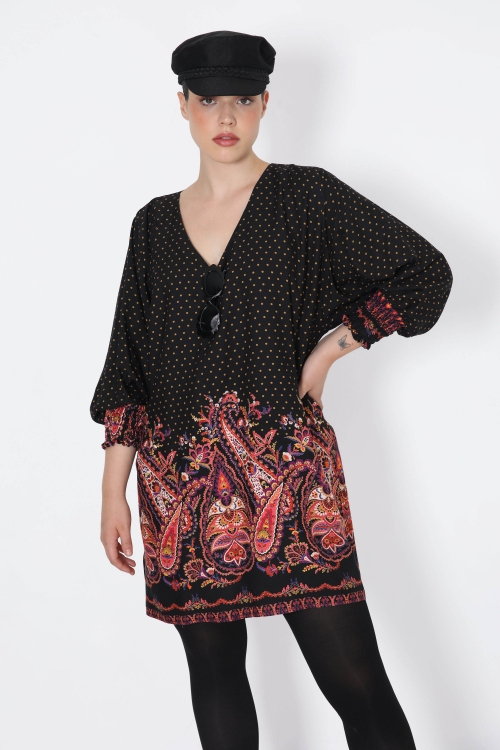 Long printed tunic with a base