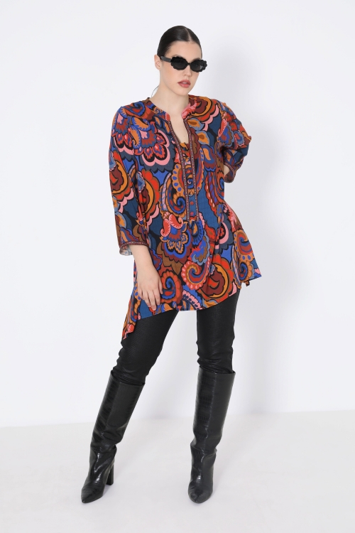 blouse longue imprimé de forme trapèze