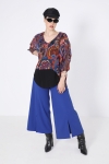 T-shaped printed voile blouse with layering effect