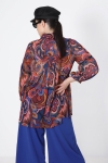 Printed voile shirt with flat pleats