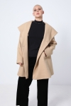 Plain 7/8 coat with a hood