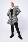 7/8 houndstooth coat with a hood