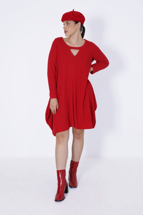 Solid Honeycomb Knit Sweater Dress