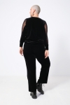 Straight pants in smooth stretch velvet