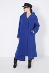 Long hooded coat with shawl collar