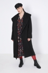 Long hooded coat with shawl collar