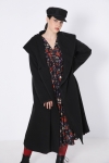 Long hooded coat with shawl collar