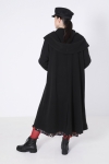 Long hooded coat with shawl collar