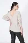 Cable-effect knit sweater with braid