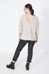 Cable-effect knit sweater with braid