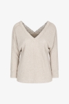 Cable-effect knit sweater with braid