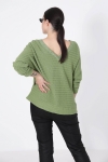 Cable-effect knit sweater with braid