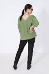 Cable-effect knit sweater with braid