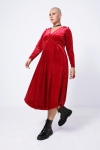 Long wrap dress in smooth stretch velvet