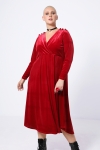 Long wrap dress in smooth stretch velvet