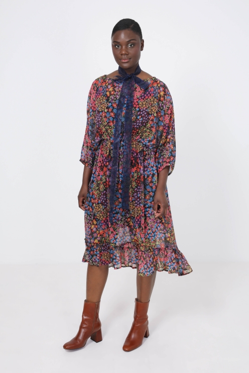 Long printed voile dress